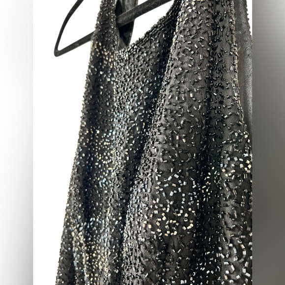 Scala beaded black fitted evening dress, XL, halter -type top, BACKLESS, Sexy - Picture 6 of 11